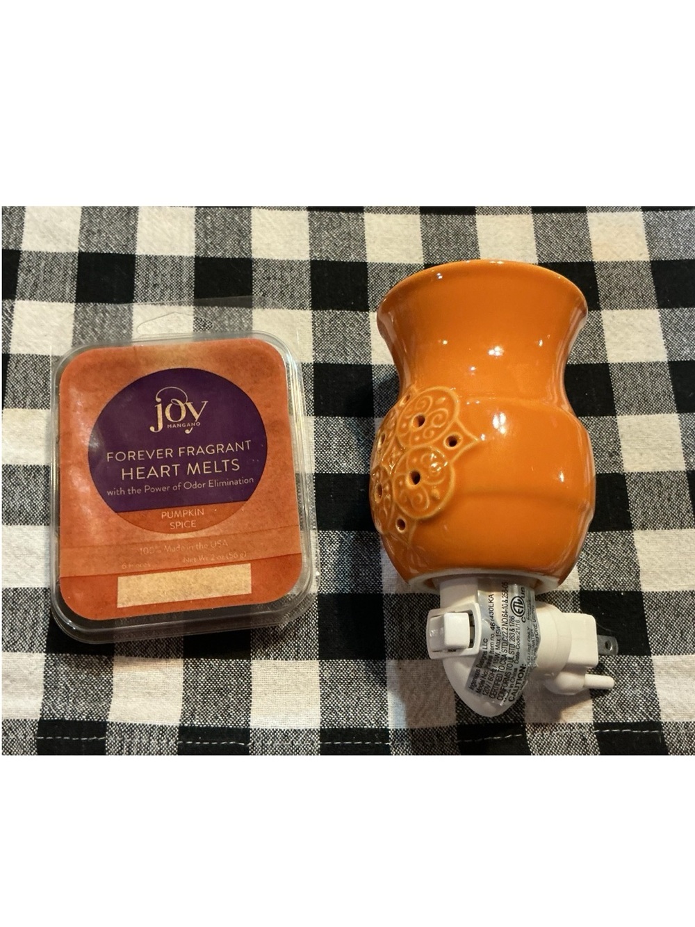 💟 Joy Mangano Forever Fragrant Pumpkin Spice Heart Melts & Plug In Warmer NEW